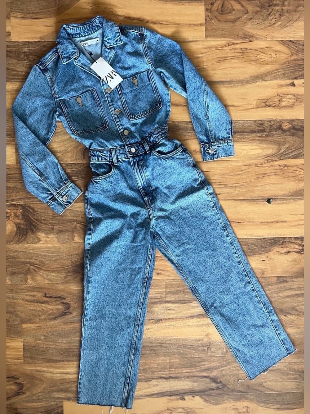 Zara Blue Denim Jumpsuit - Picture 10 of 12